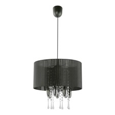Lampa wisząca glamour Camilla czarna kryształki abażur do salonu