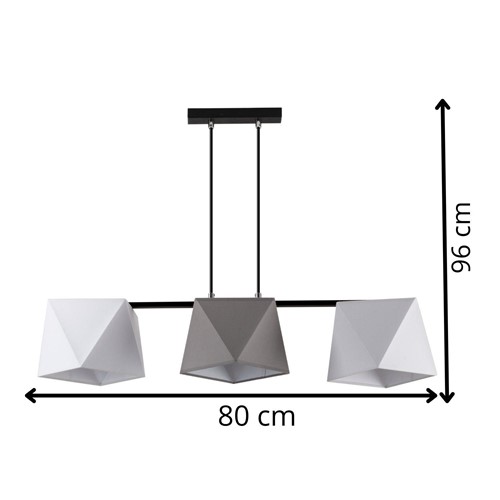 Lampa abażurowa wisząca Diament 3L nowoczesna nad stół do jadalni