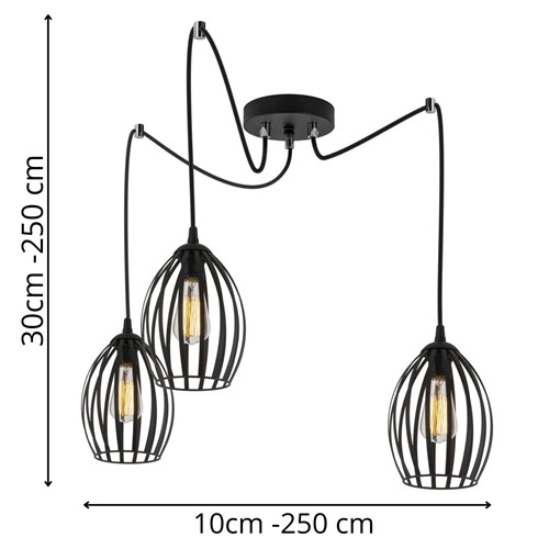Lampa wisząca Blanco Z3 loft czarna druciana żyrandol do salonu pająk