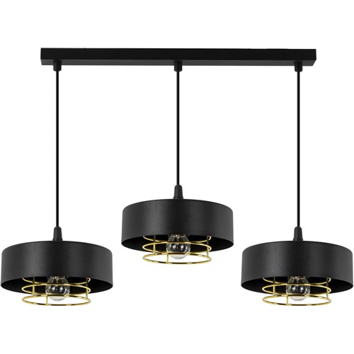 Loftowa lampa wisząca Enzo 3L czarna złota żyrandol do salonu